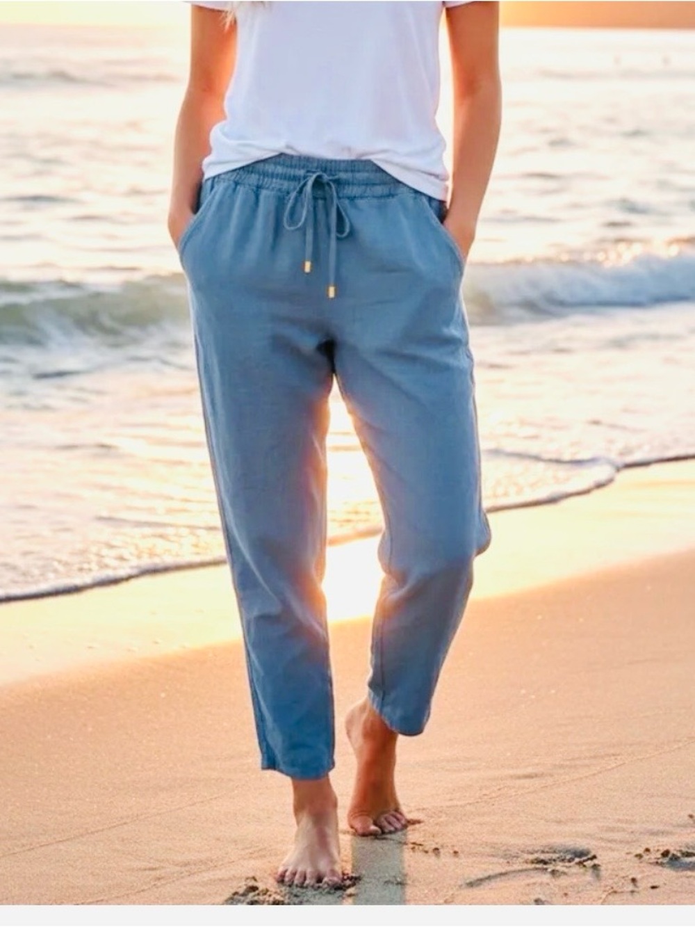 J. McLaughlin chambray drawstring waist pants size medium